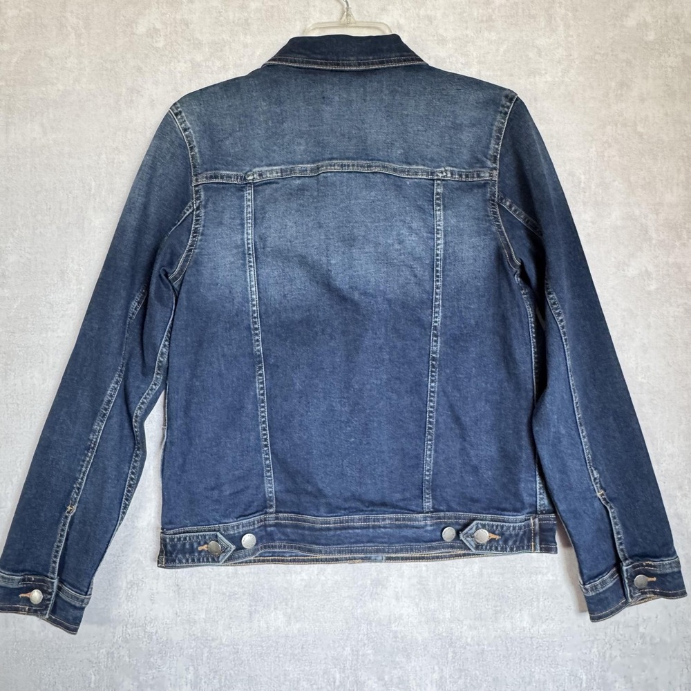 Well‎ Worn Denim Jacket Womens Small Blue Stretch Jean Trucker Coat Casual - Picture 5 of 9
